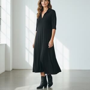 Elie Tahari Pima Cotton Polo Sweater Dress NWT Women's Sz M Black Half Sleeves